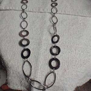 Super long lia Sophia circles silvertone necklace